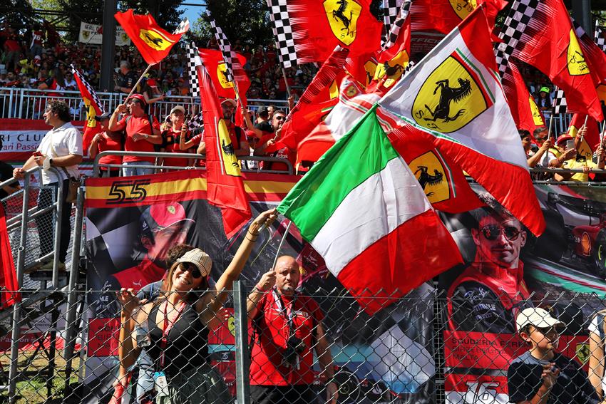Ferrari race fans and flags